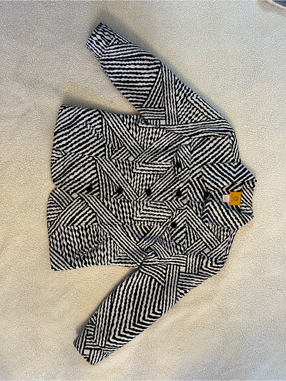 Ruby Rd. Black & White Geometric Jean Jacket - Picture 3 of 5